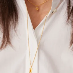 Tomfoolery Gold Plated Baguette Cut Gemstone Pendant Hot