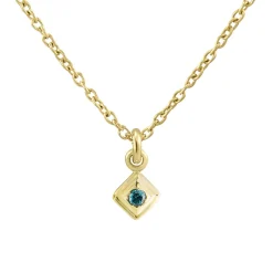 Tomfoolery Gold Plated Petite Square Gem Pendant Outlet