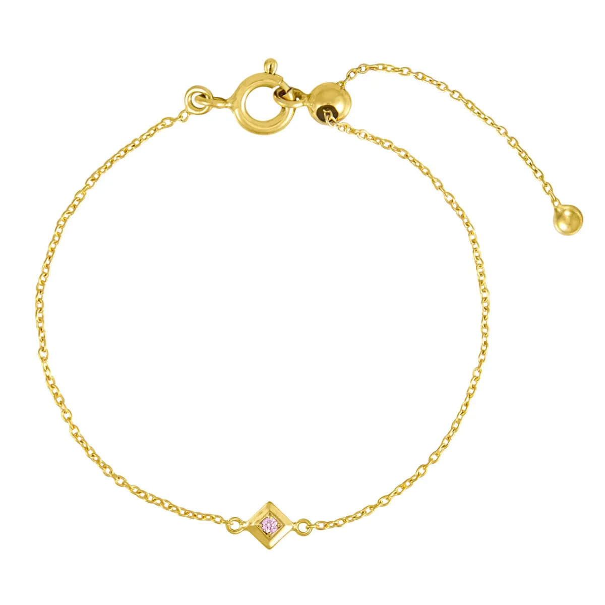 Tomfoolery Gold Plated Petite Square Gem Bracelet Online