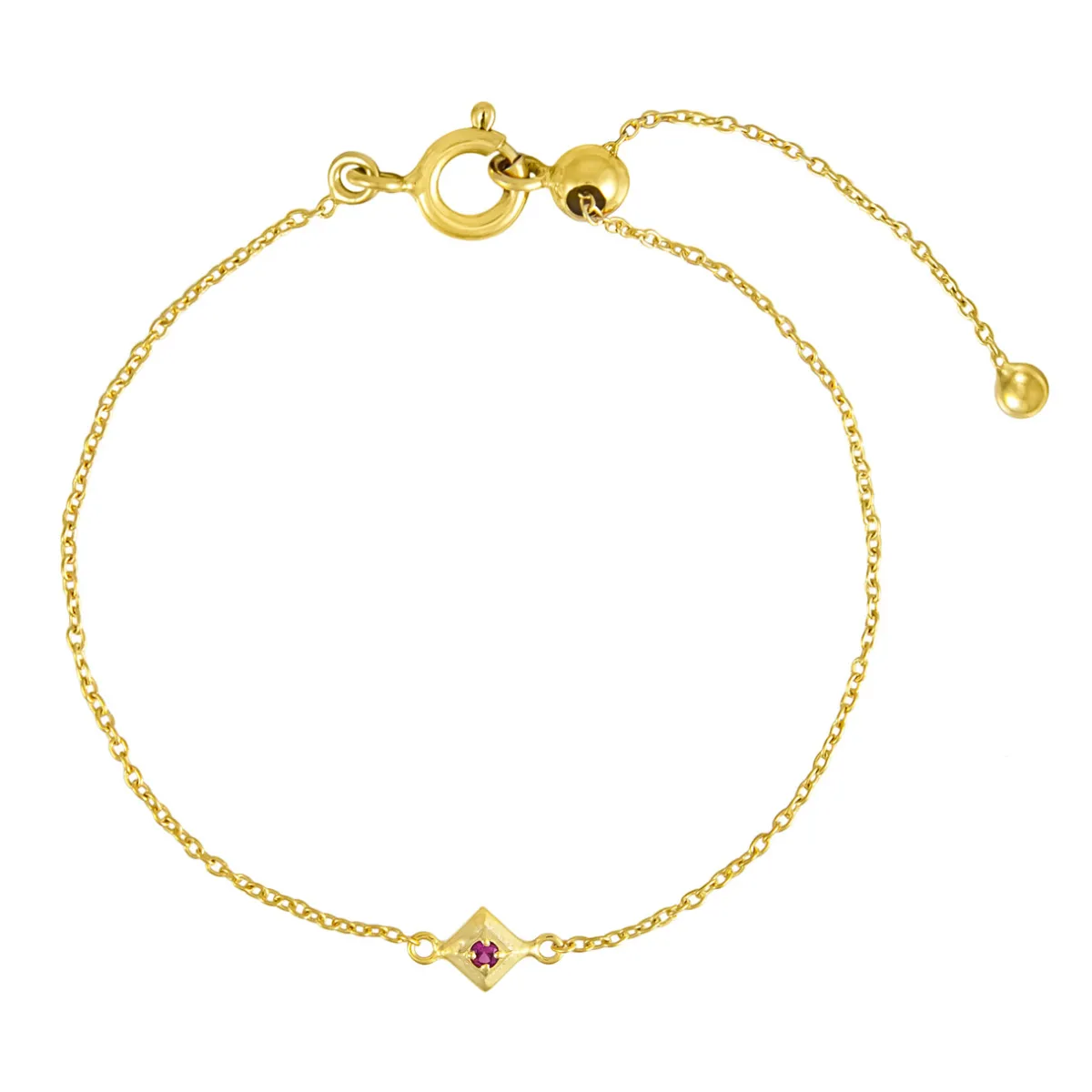 Tomfoolery Gold Plated Petite Square Gem Bracelet Online
