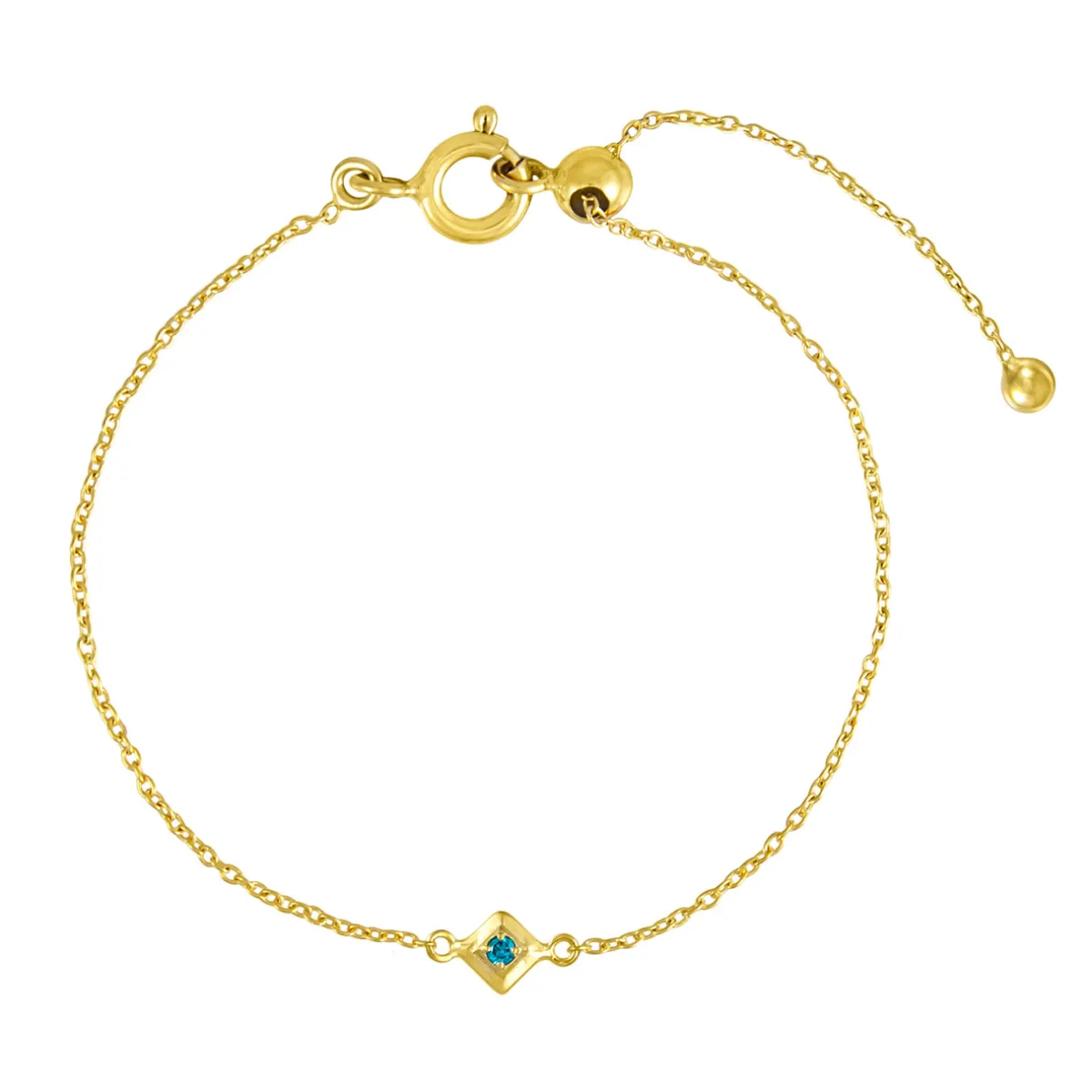 Tomfoolery Gold Plated Petite Square Gem Bracelet Online