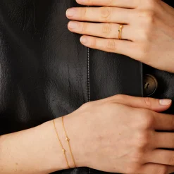 Tomfoolery Gold Plated Petite Square Gem Bracelet Online