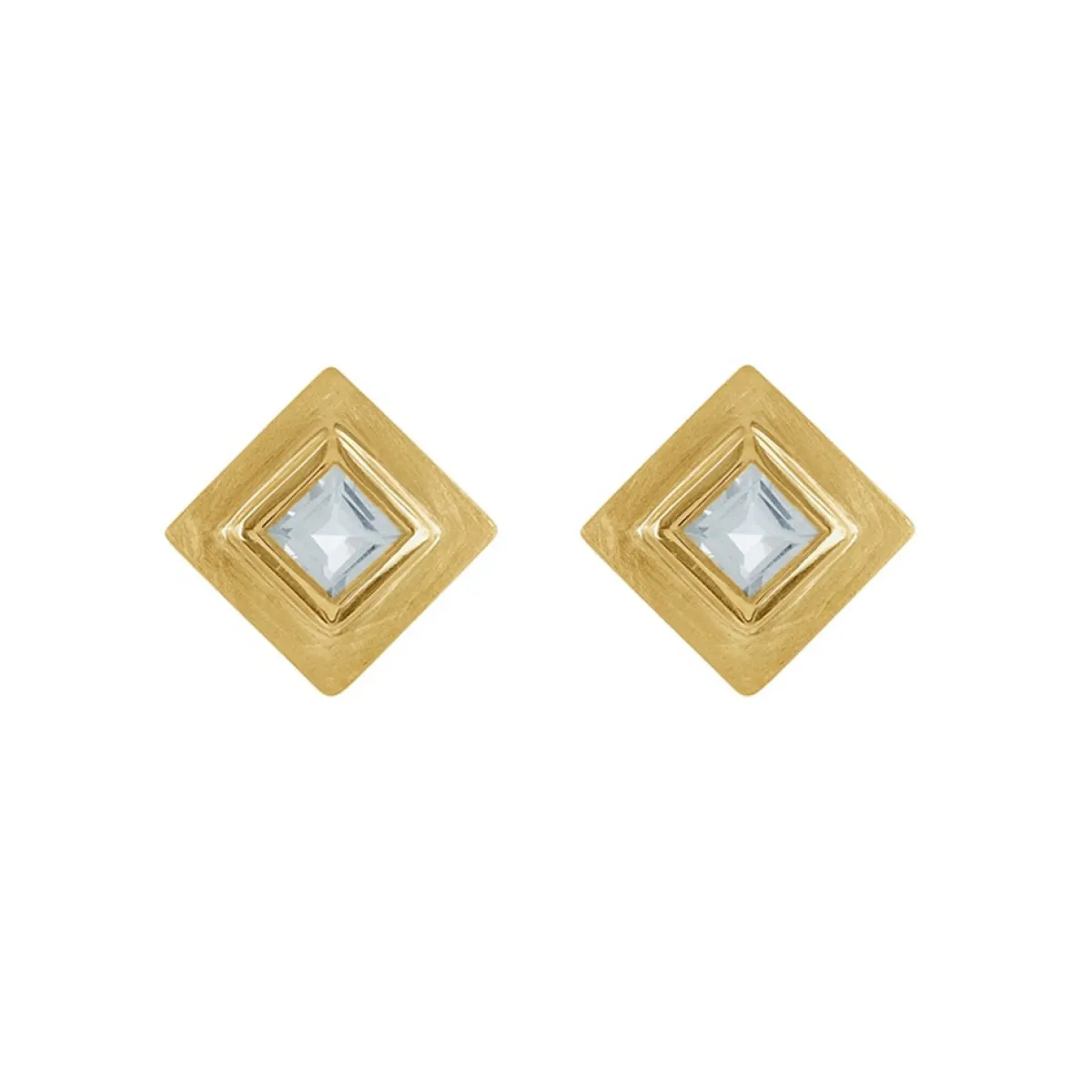 Tomfoolery Gold Plated Princess Cut Gemstone Studs Sale