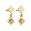 Tomfoolery Gold Plated Princess Cut Gemstone Drop Earrings Online
