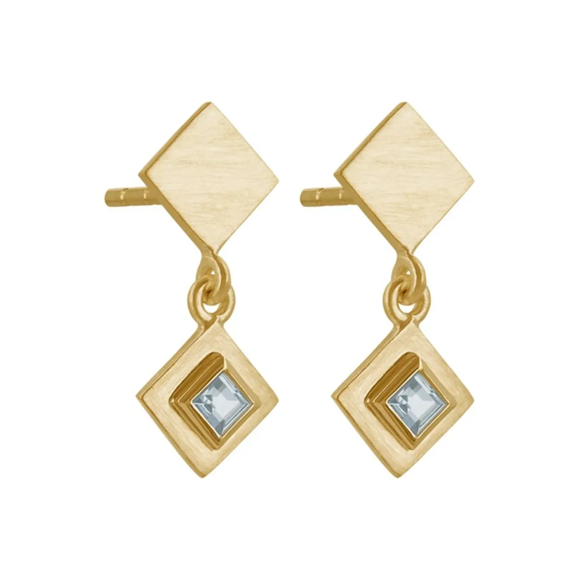Tomfoolery Gold Plated Princess Cut Gemstone Drop Earrings Online