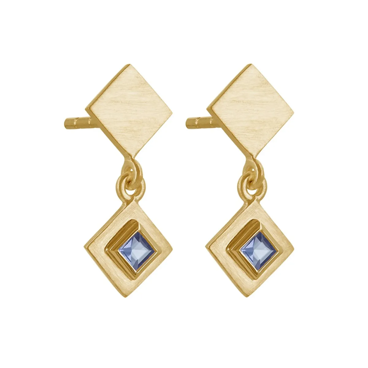 Tomfoolery Gold Plated Princess Cut Gemstone Drop Earrings Online