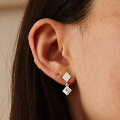 Tomfoolery Gold Plated Princess Cut Gemstone Drop Earrings Online