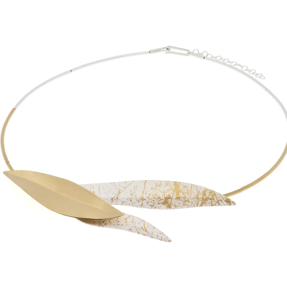 Tomfoolery Gold Plated Splatter Leaf Necklace Clearance