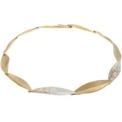 Tomfoolery Gold Plated Splatter Multi Leaf Necklace Sale