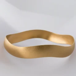 Tomfoolery Gold Plated Wide Wave Bangle Outlet