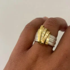 Tomfoolery Gold Ribbon Art Ring Discount