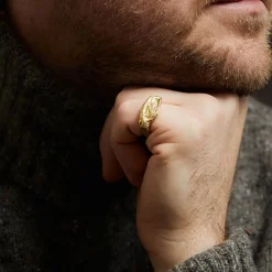 Tomfoolery Gold Rock Signet Ring Hot