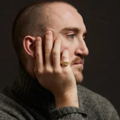 Tomfoolery Gold Rock Signet Ring Hot
