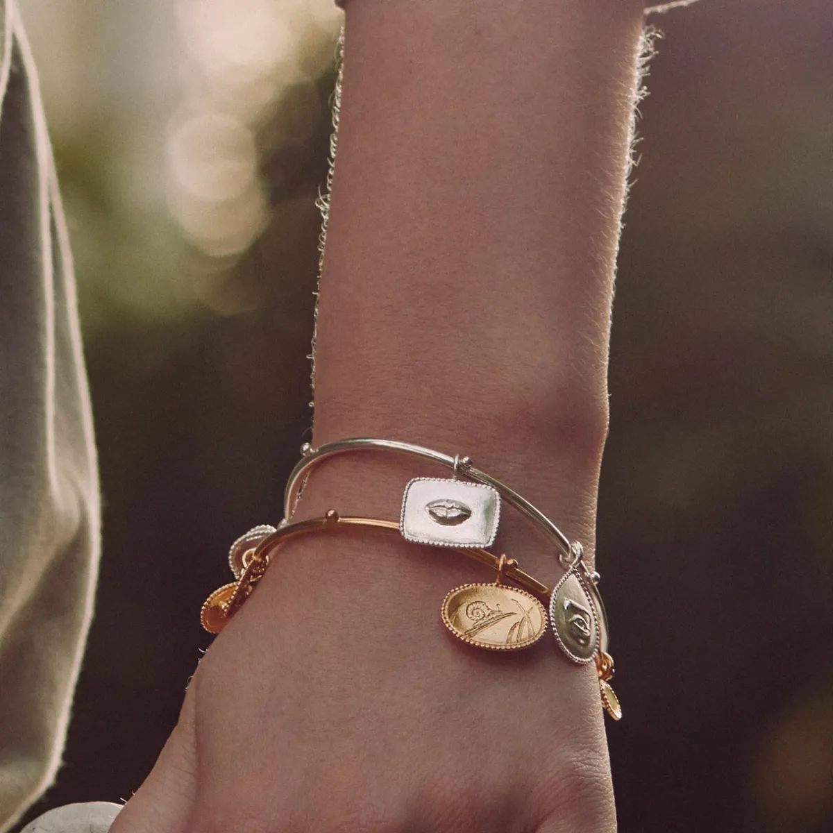 Tomfoolery Gold Sensory Devotion Large Charm Bangle Discount