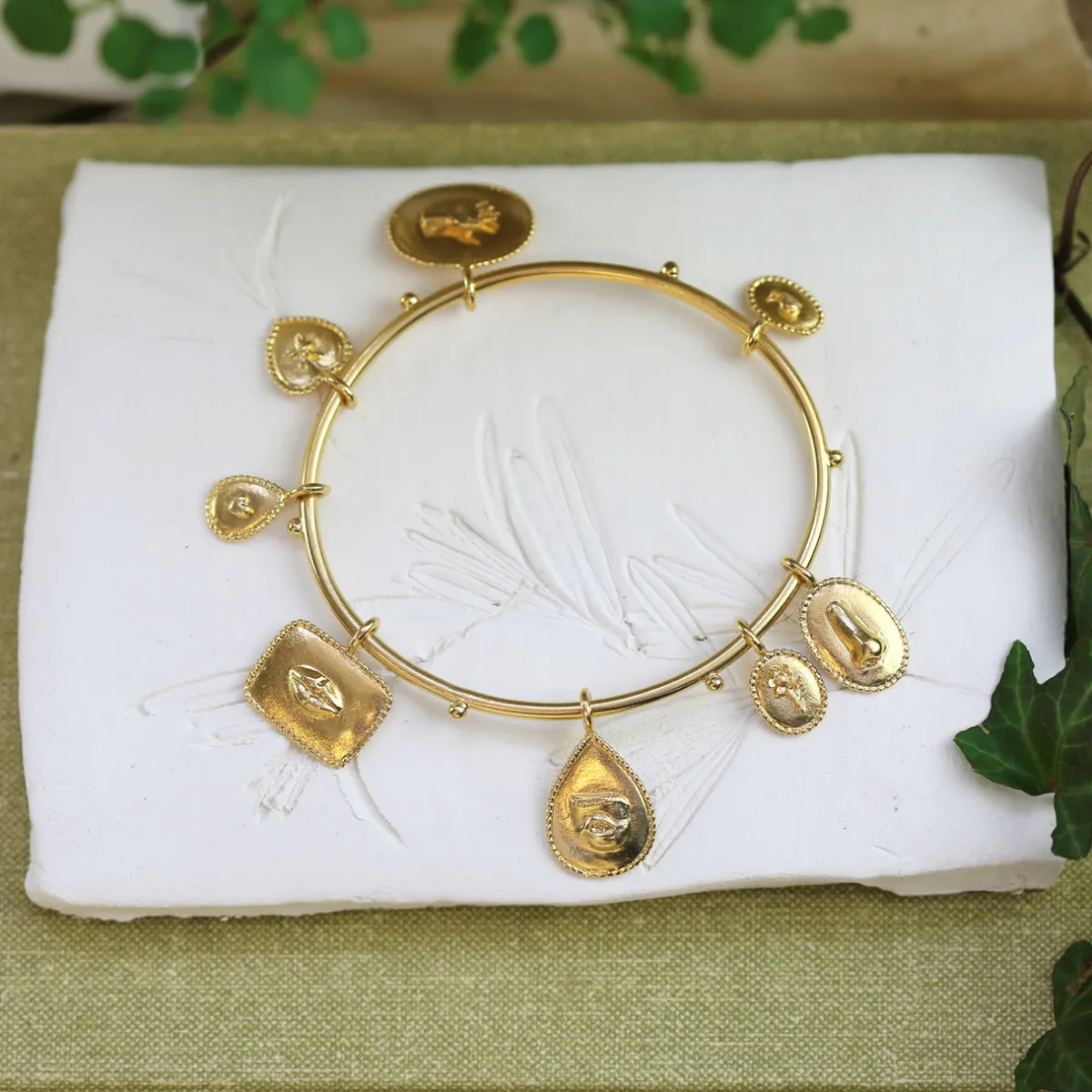 Tomfoolery Gold Sensory Devotion Large Charm Bangle Discount