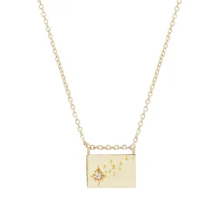 Tomfoolery Gold Shooting Stars Postcard Charm Necklace Fashion