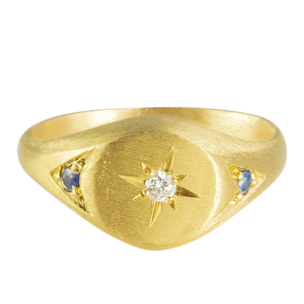 Tomfoolery Gold Signet Ring with Diamonds & Sapphires Discount