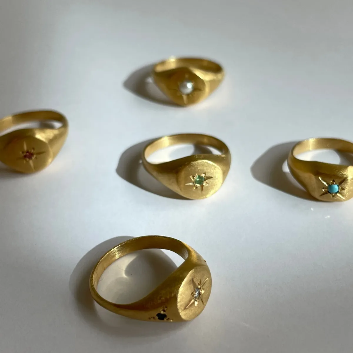 Tomfoolery Gold Signet Ring with Pearl Hot
