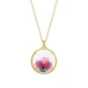 Tomfoolery Gold Small Glass Floral Pendant in Lotus Discount