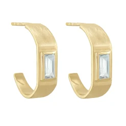 Tomfoolery Gold-Plated Baguette Gemstone Hoop Earrings Outlet
