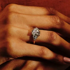 Tomfoolery Grande Storm Rose Cut Salt & Pepper Five Stone Ring Fashion