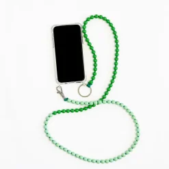 Tomfoolery Green Duo Perlen Wooden Beaded iPhone Necklace & Keychain New