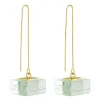 Tomfoolery Green Glass Stack Square Long Drop Earrings Hot