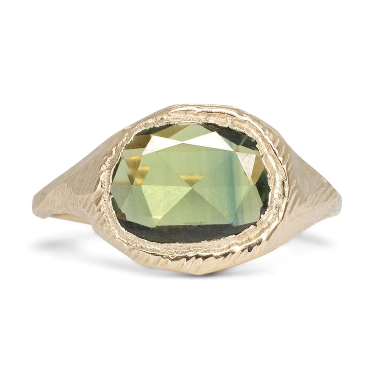 Tomfoolery Green Sapphire Brushed Signet Ring Outlet