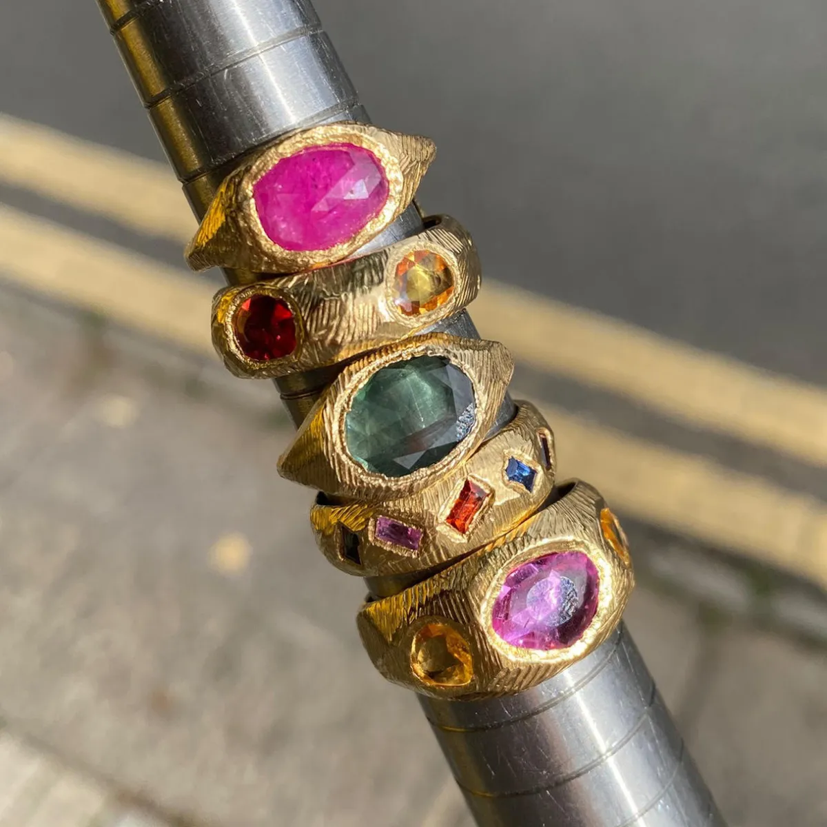 Tomfoolery Green Sapphire Brushed Signet Ring Outlet
