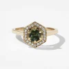 Tomfoolery Green Sapphire Hex Engagement Ring Hot