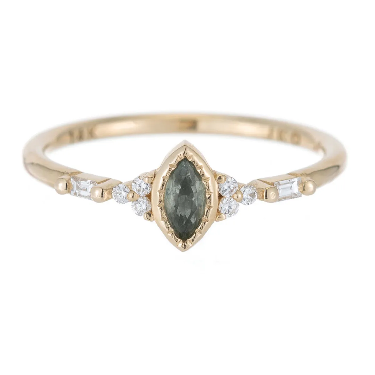 Tomfoolery Green Sapphire Marquise Poeme Ring Clearance