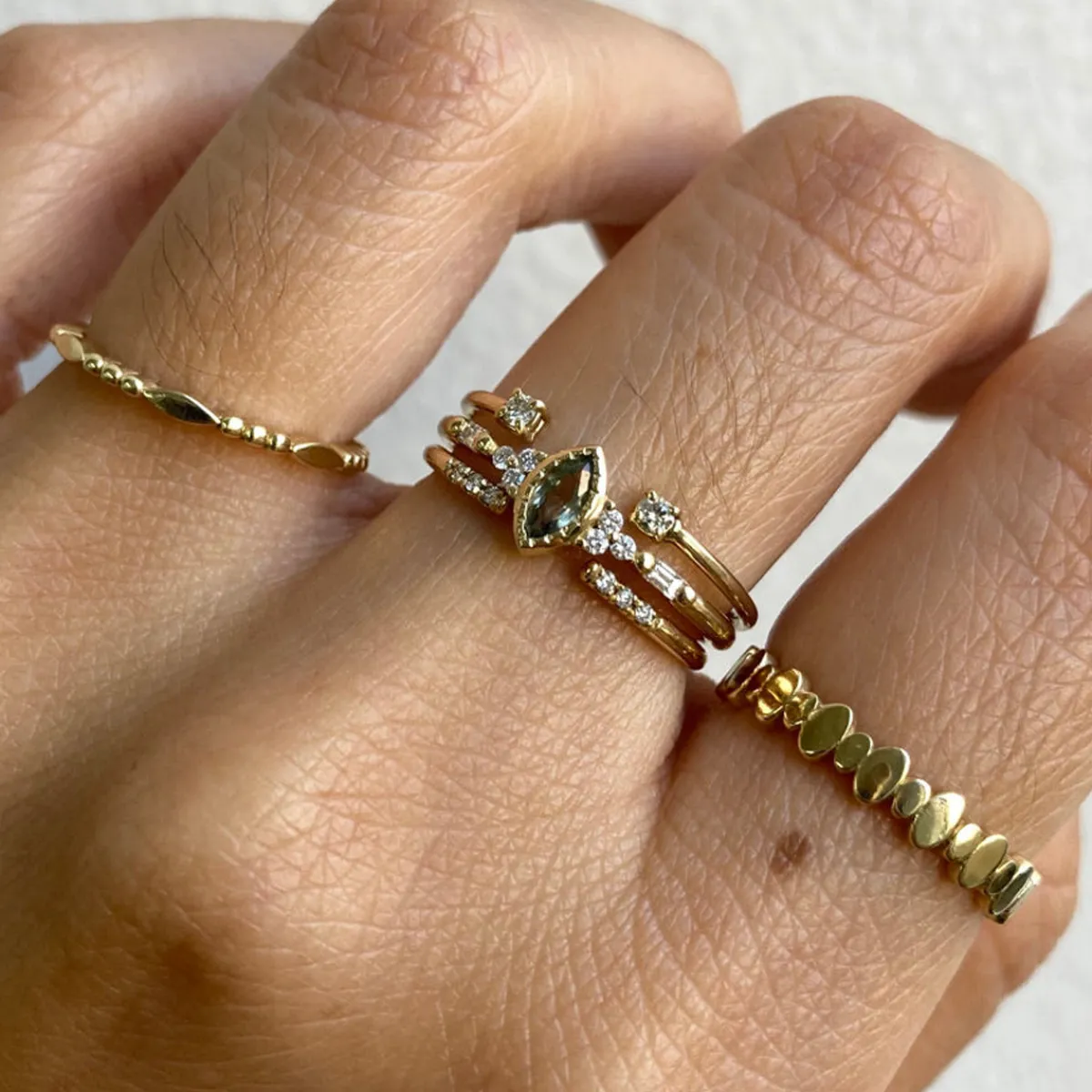 Tomfoolery Green Sapphire Marquise Poeme Ring Clearance