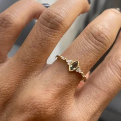 Tomfoolery Green Sapphire Marquise Poeme Ring Clearance