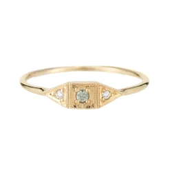 Tomfoolery Green Sapphire Mini Deco Point Ring Clearance