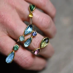 Tomfoolery Green Tourmaline & Aquamarine Two Stone Ring Sale