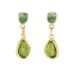 Tomfoolery Green Tourmaline & Peridot Double Drop Earrings Online