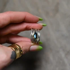 Tomfoolery Green Tourmaline & Silver Wide Wrap Ring New