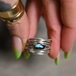 Tomfoolery Green Tourmaline & Silver Wide Wrap Ring New