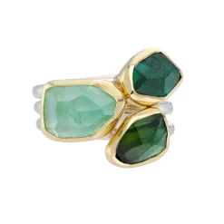 Tomfoolery Green Tourmaline Mix Triple Band Ring New