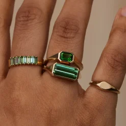 Tomfoolery Green Tourmaline Solo Signet No.46 Art Ring Discount