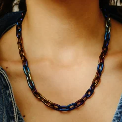 Tomfoolery Grey Titanium Anchor Chain Necklace Sale