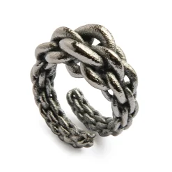 Tomfoolery Gunmetal Metallic Magna Ring Fashion