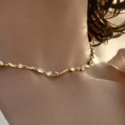 Tomfoolery Hali Gold & White Sapphire Necklace Fashion