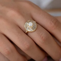 Tomfoolery Halo Engagement Ring with Baguette Diamonds Best