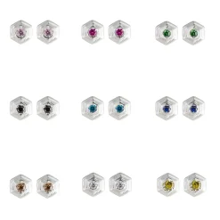 Tomfoolery Hex Gem Studs Silver Online