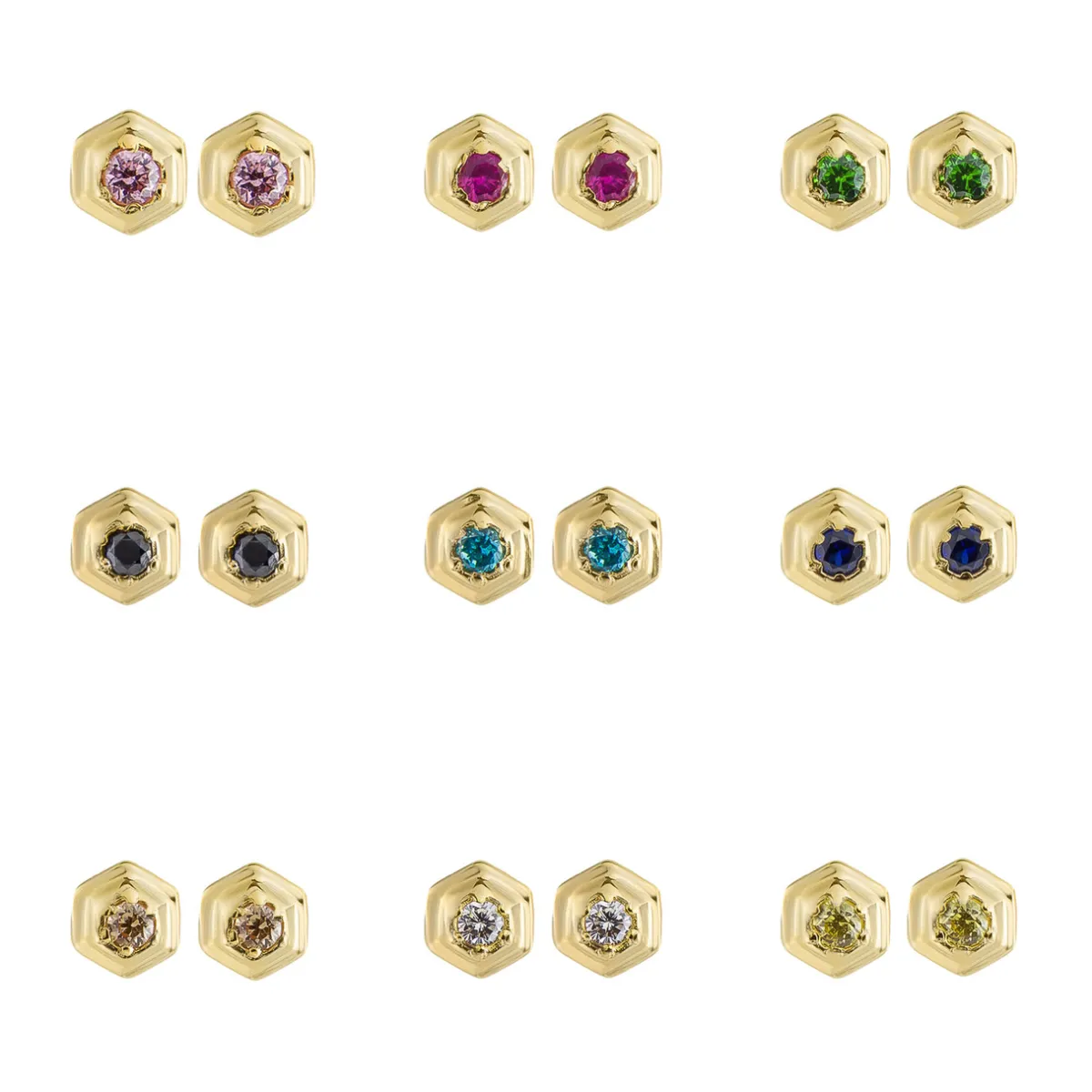 Tomfoolery Hex Gold Plated Gem Studs Best