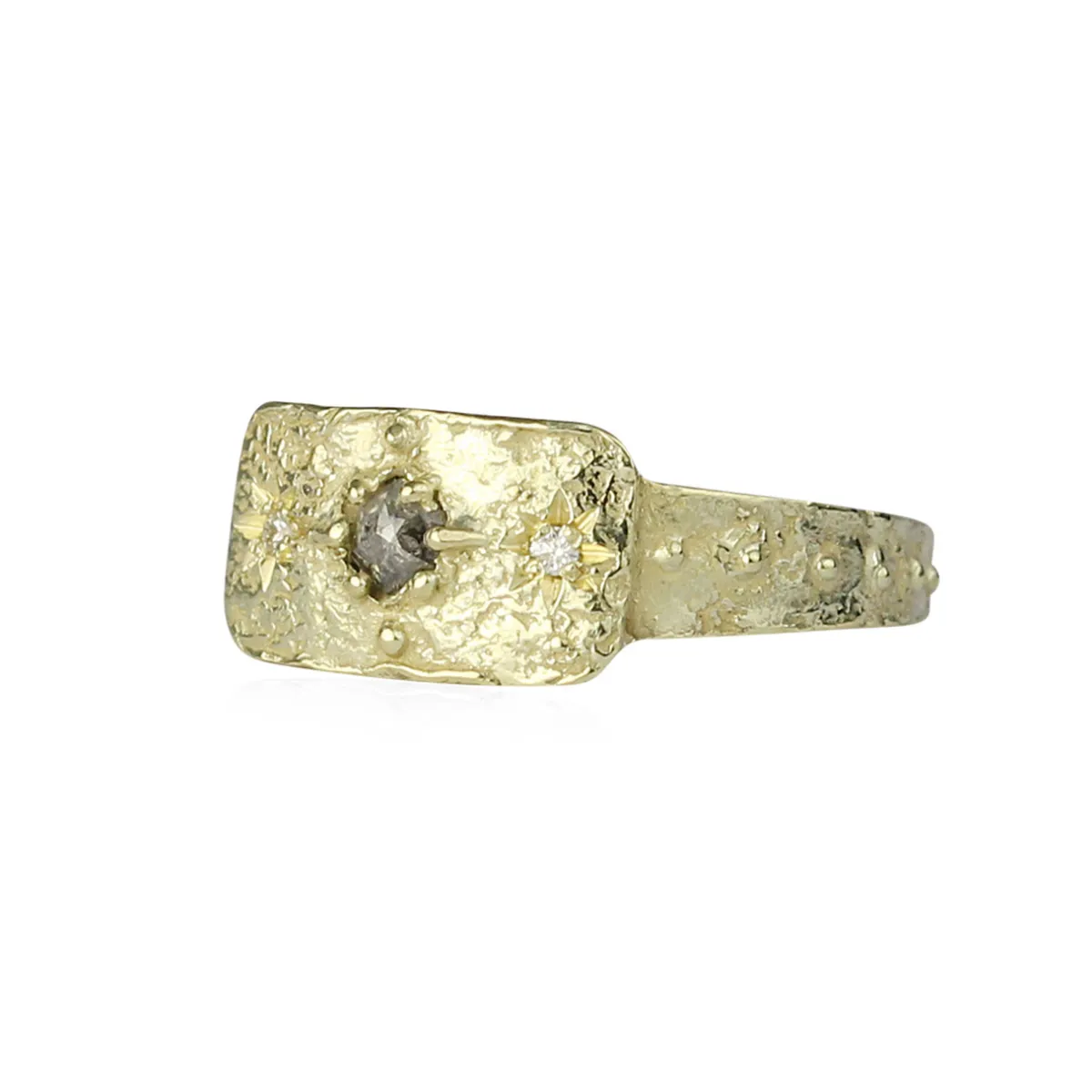 Tomfoolery Hexagon Salt & Pepper Diamond Star Rectangular Ring Hot