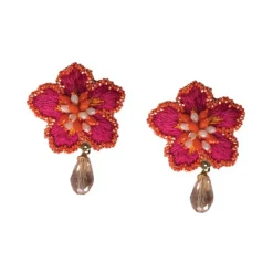 Tomfoolery Hibiscus Pearl Beaded Earrings Clearance