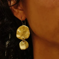 Tomfoolery Ibiza Gold Double Disc Drop Earrings(Out of Stock) Discount
