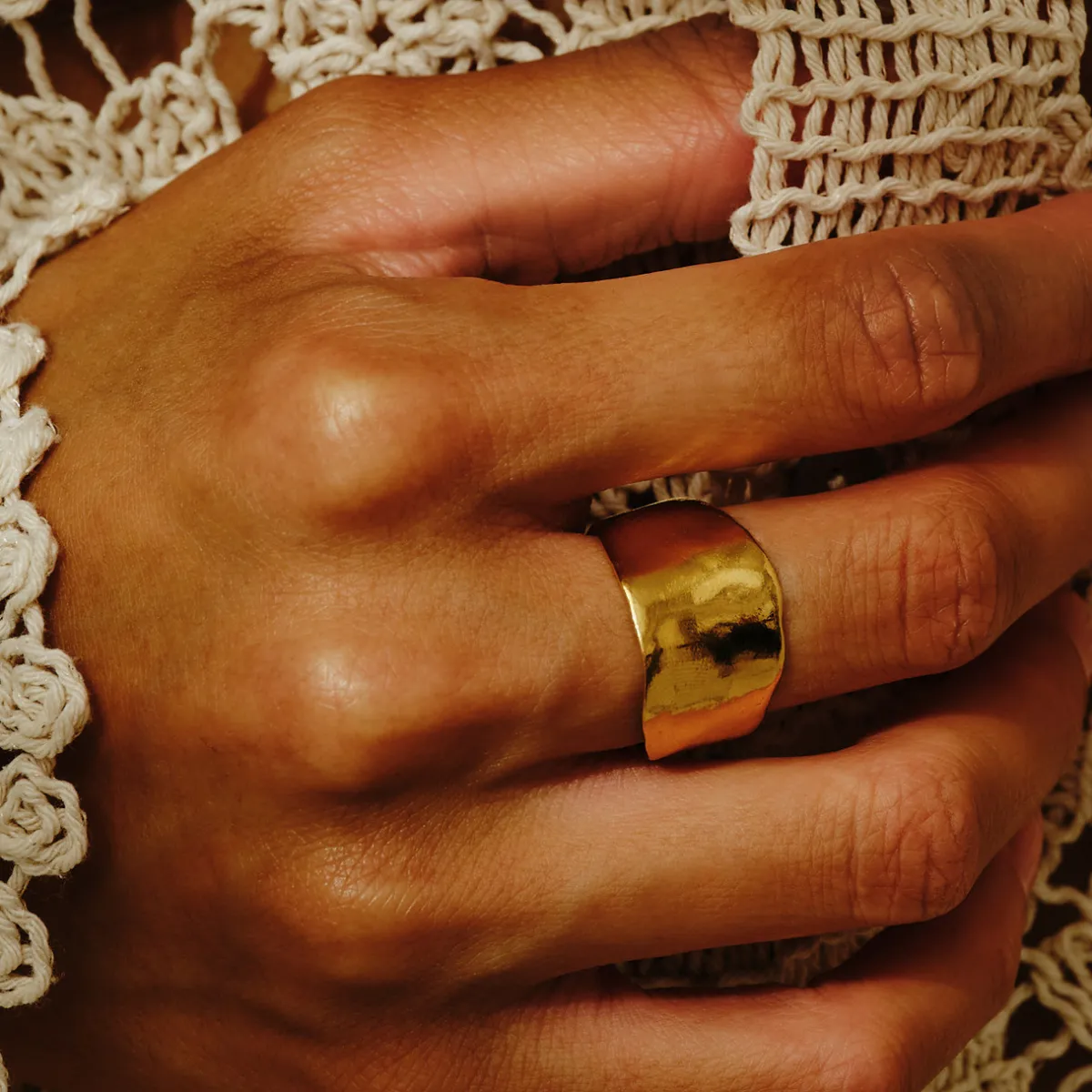 Tomfoolery Ines Wide Gold Ring New